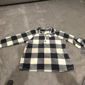 Eddie Bauer Venture Fleece 1/4 Zip Mock Neck Pullover Women's 3X Black/White NEW